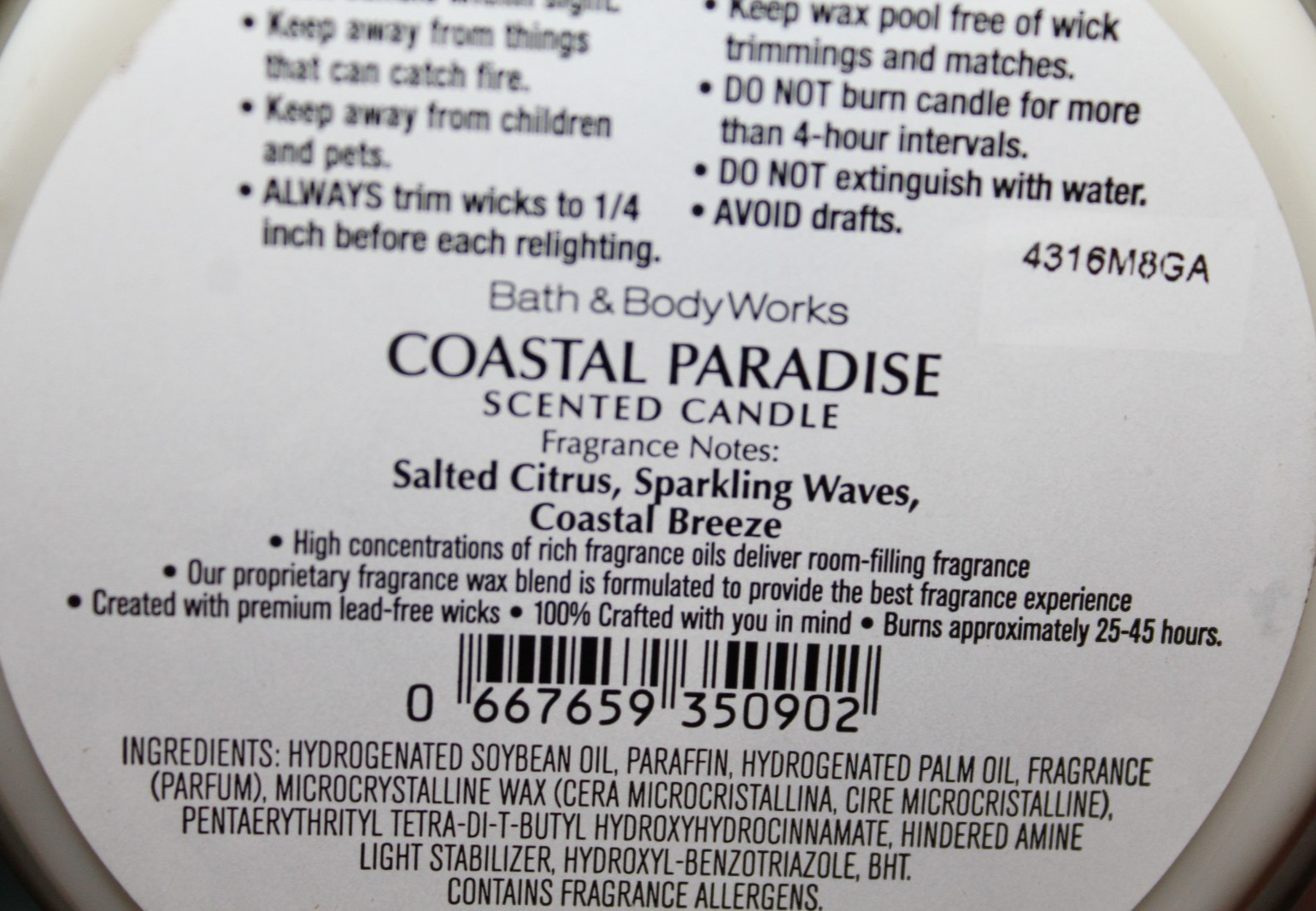 Bath & Body Works COASTAL PARADISE 3 Wick SCENTED Candle 25-45 Hrs New! gallery