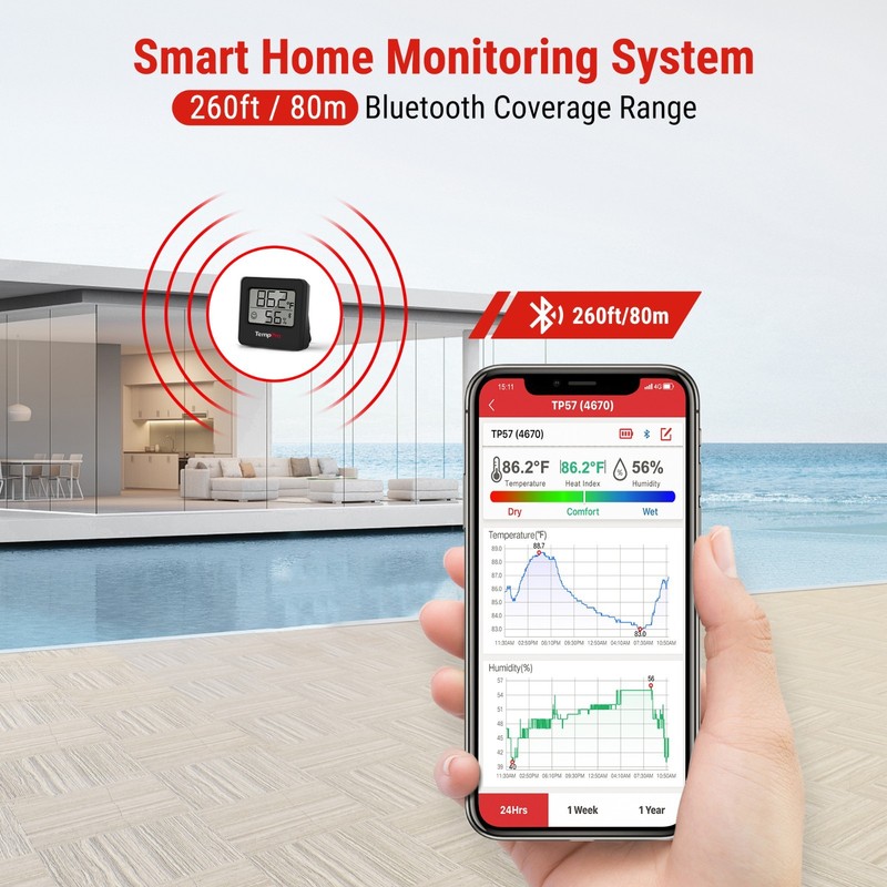 TempPro TP357W Smart Hygrometer Thermometer Bluetooth App Indoor Humidity Meter gallery