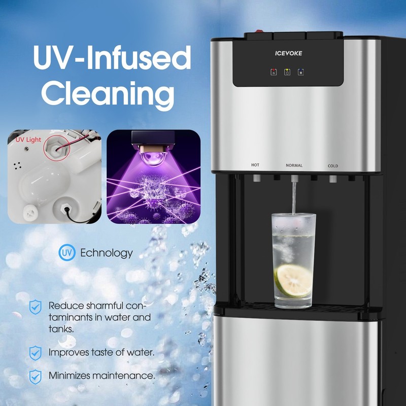 ICEVOKE Self-cleaning Bottom Loading Hot & Cold Water Cooler for 3-5 Gallon gallery