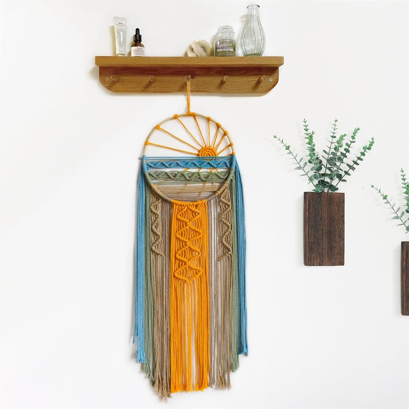 Macrame Wall Hanging Boho Macrame Wall Decor, Sunset Wall Art Dream Catcher H gallery
