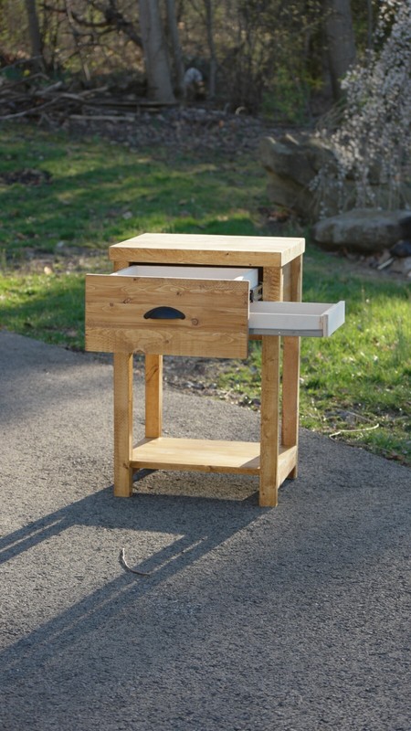 Rustic Bedside Table With Concealed Drawer & Shelf. Solid Wood Handmade gallery