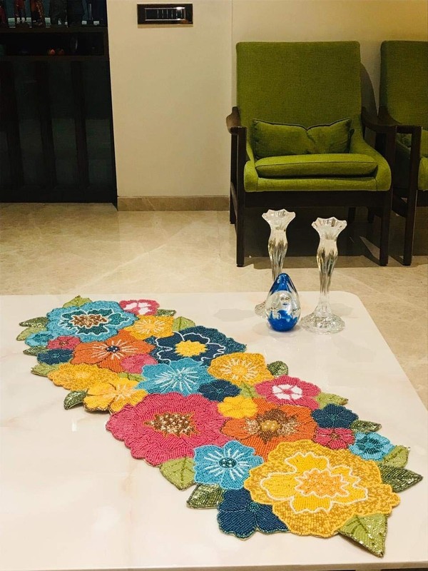 Handcrafted Beaded Table Runner for Center and Dinning Table Mutlicolor gallery