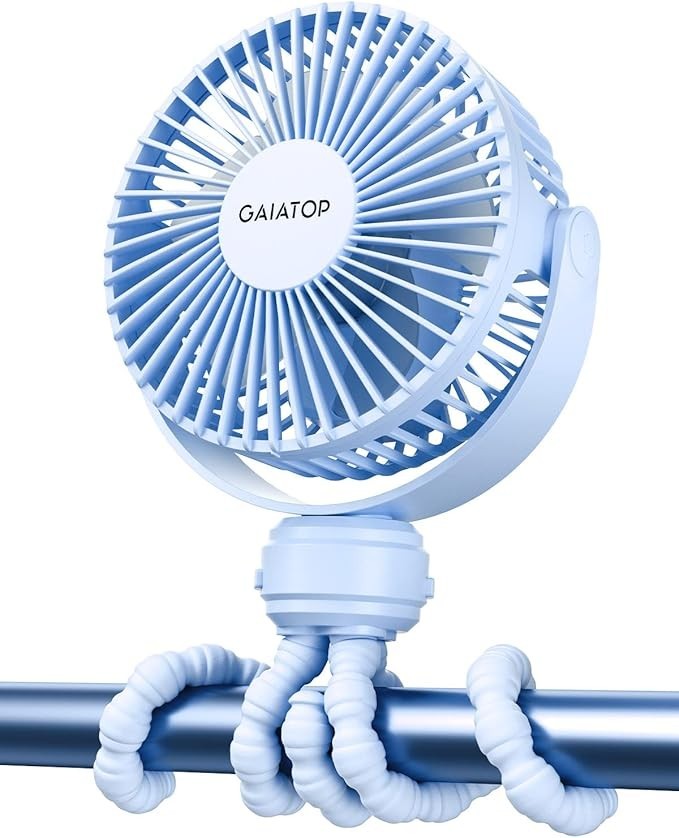Gaiatop Mini Stroller Fan Rechargeable Clip On 3 Speed 360° Tripod Baby Desk gallery