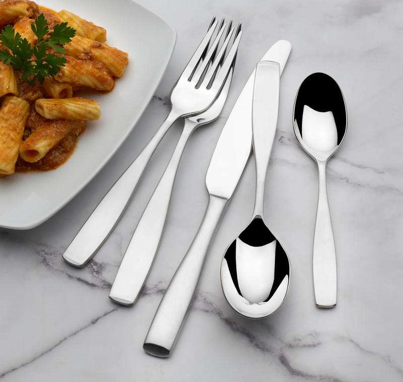 MIKASA SILVER SATIN LOFT 5-PC FLATWARE SET 18/10 MATTE STAINLESS STEEL NEW gallery