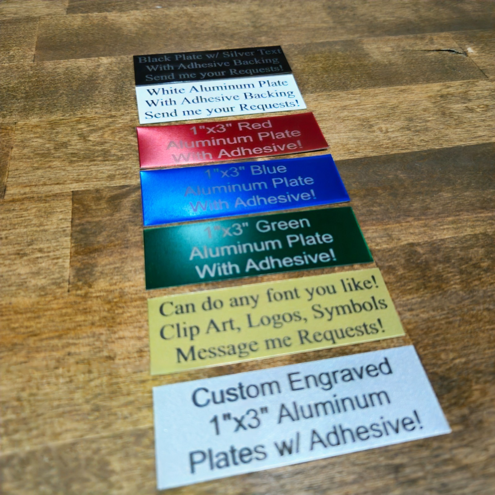 Any Size Custom Aluminum Plates Adhesive Sign Metal Trophy Urn Plaque Home Decor gallery