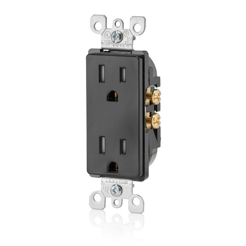 15 Amp Decora Tamper-Resistant Duplex Electrical Wall Outlet, , Black gallery