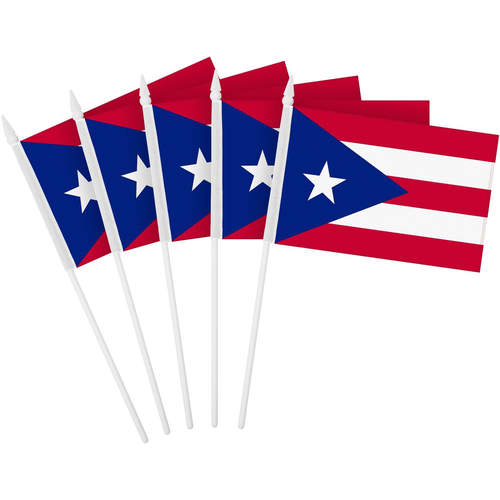 G128 50 Pack Handheld Puerto Rico Stick Flags 4x6 In Printed 150D Polyester gallery