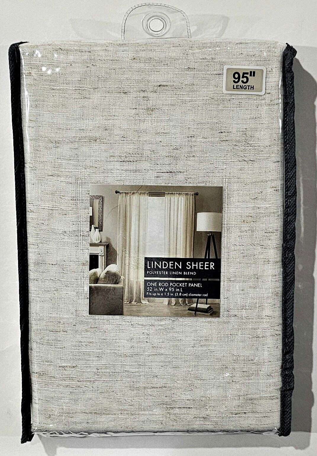 Linden Sheer Polyester Linen Blend One Rod Pocket Panel 52x95L Fits 1.5in Rod gallery