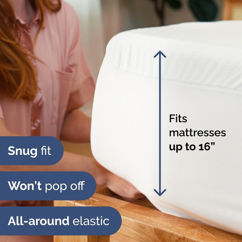 Waterproof King Mattress Protector Cover - Soft, Breathable, Noiseless, 16" Deep gallery