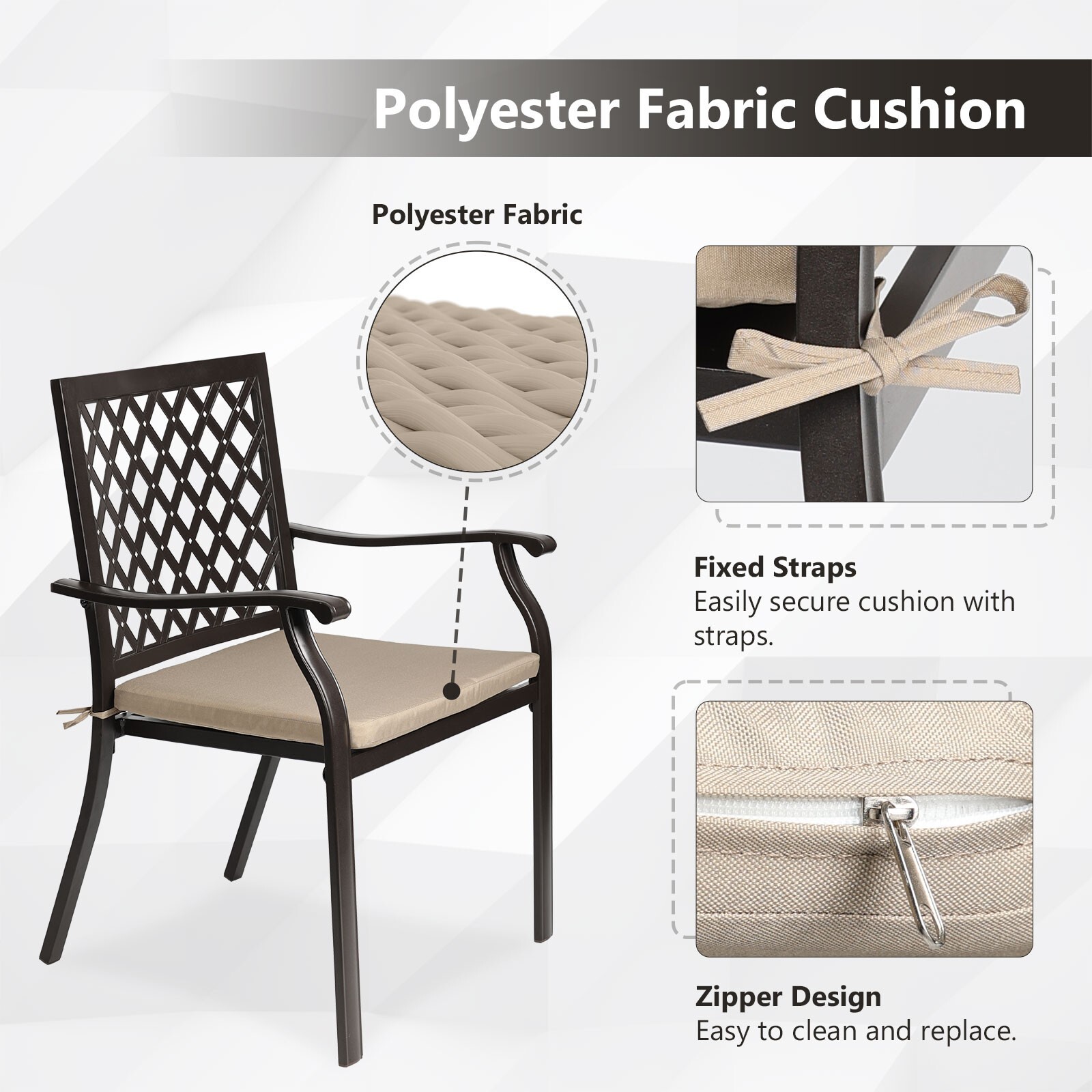 Aoodor Patio Chair 2Pcs Outdoor Dining Chairs Stackable Metal Armrest Chairs gallery