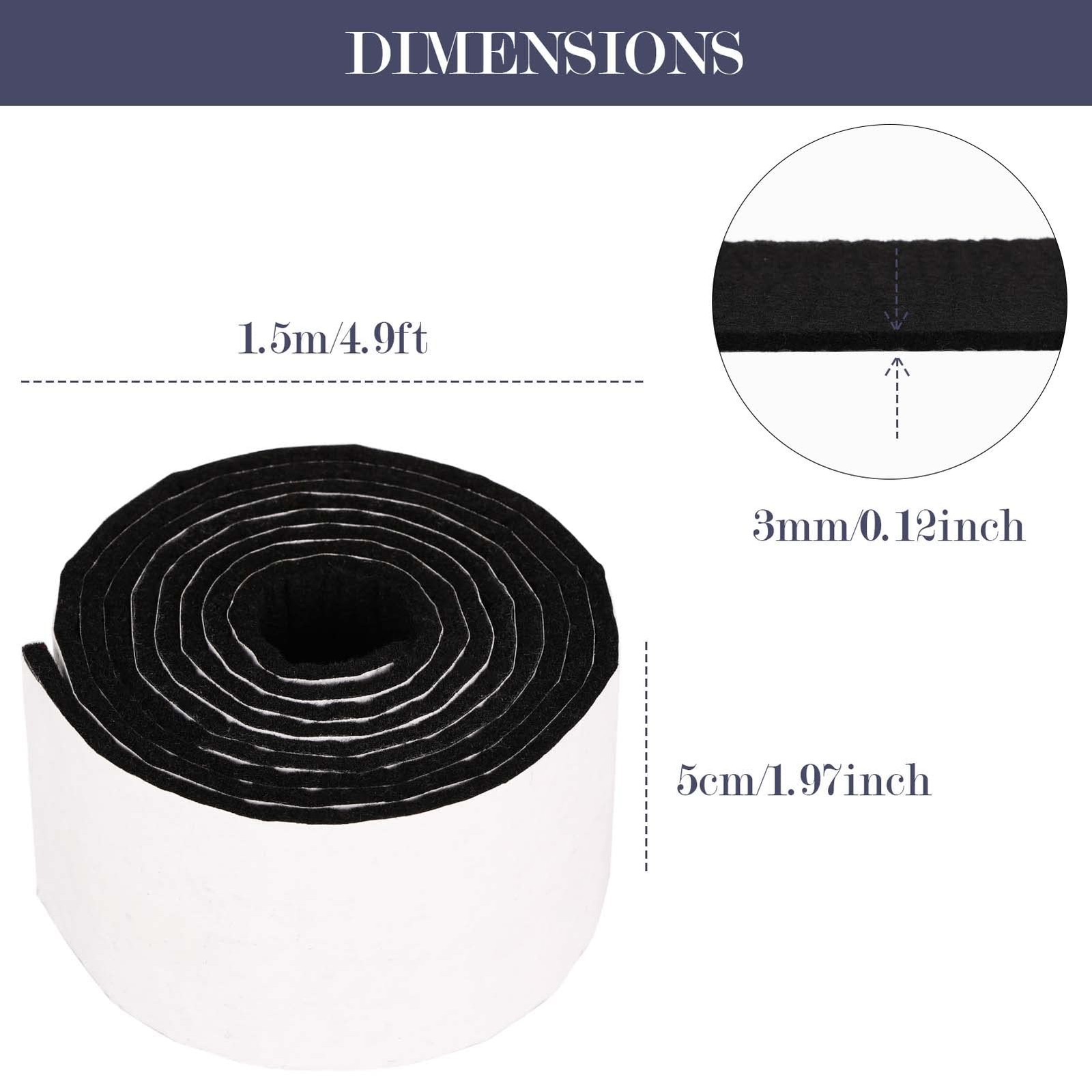 2 Pack Felt Tapes with Adhesive Backing, Heavy-Duty Self Adhesive Felt Strips Ro gallery