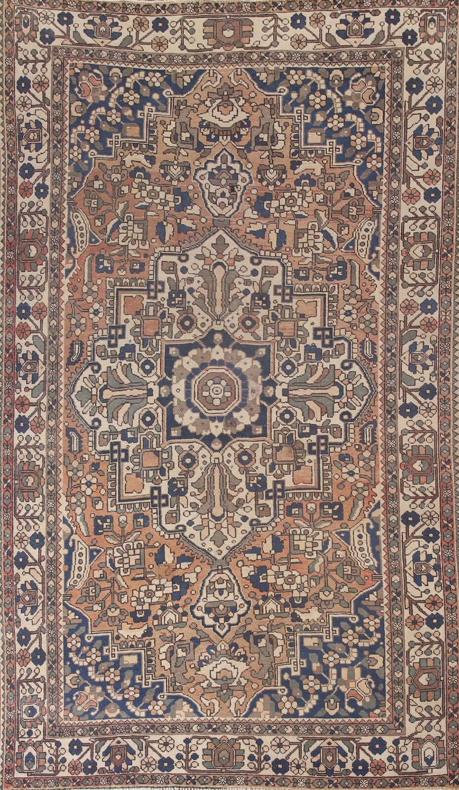 Vintage Geometric Traditional Bakhtiari Area Rug 7x10 Hand-Knotted Wool gallery