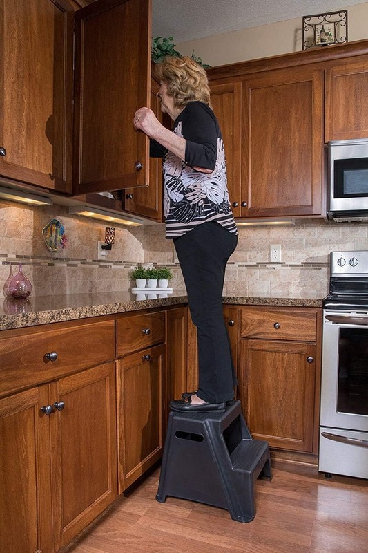 2 Molded plastic step stool,lightweight, abrasion-resistant,non-slip feet, black gallery