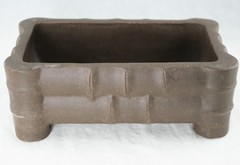 Vintage Rectangular Zisha Bamboo Shaped Bonsai Pot with Mesh 10″x 6.25″x 3.75″