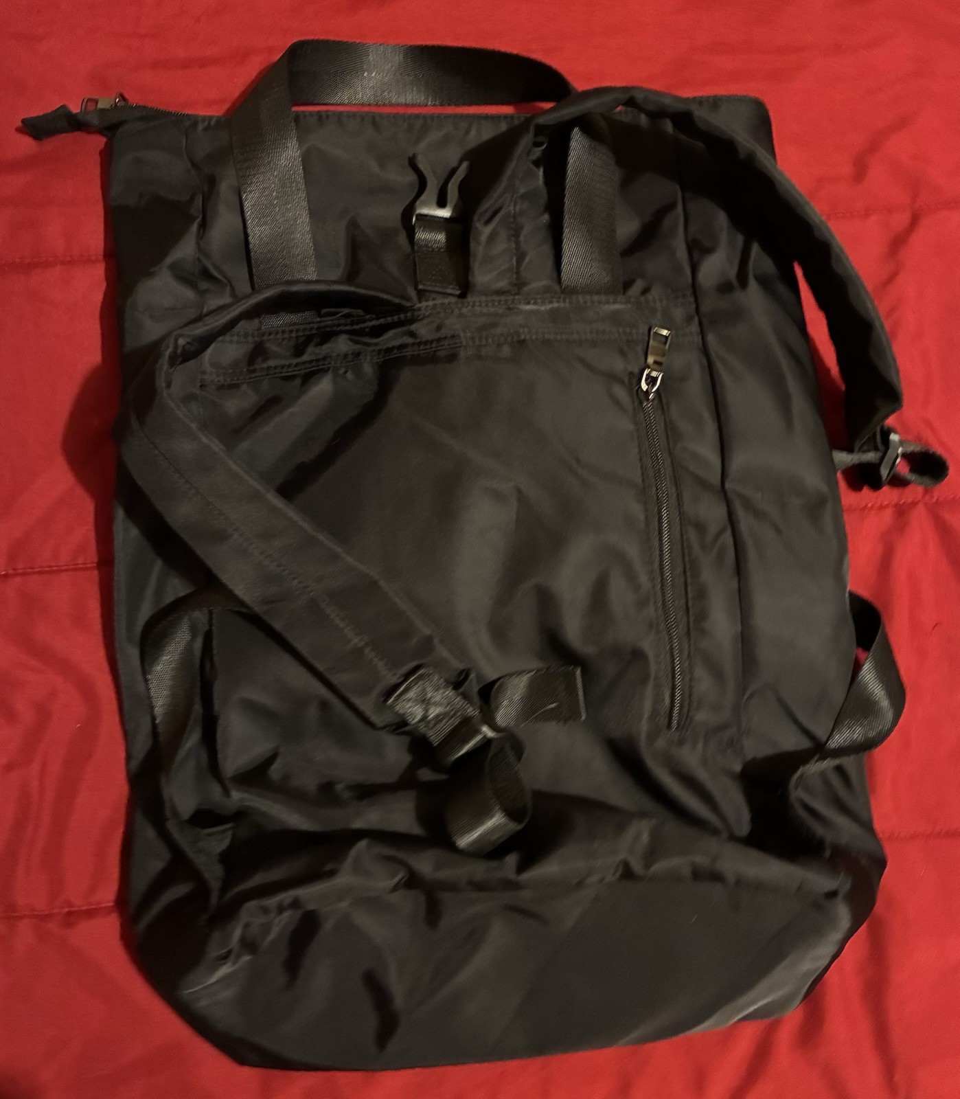 Black Nylon 65L Large Backpack Bag, Zip Closure, 4 Pockets, Model 6294 2