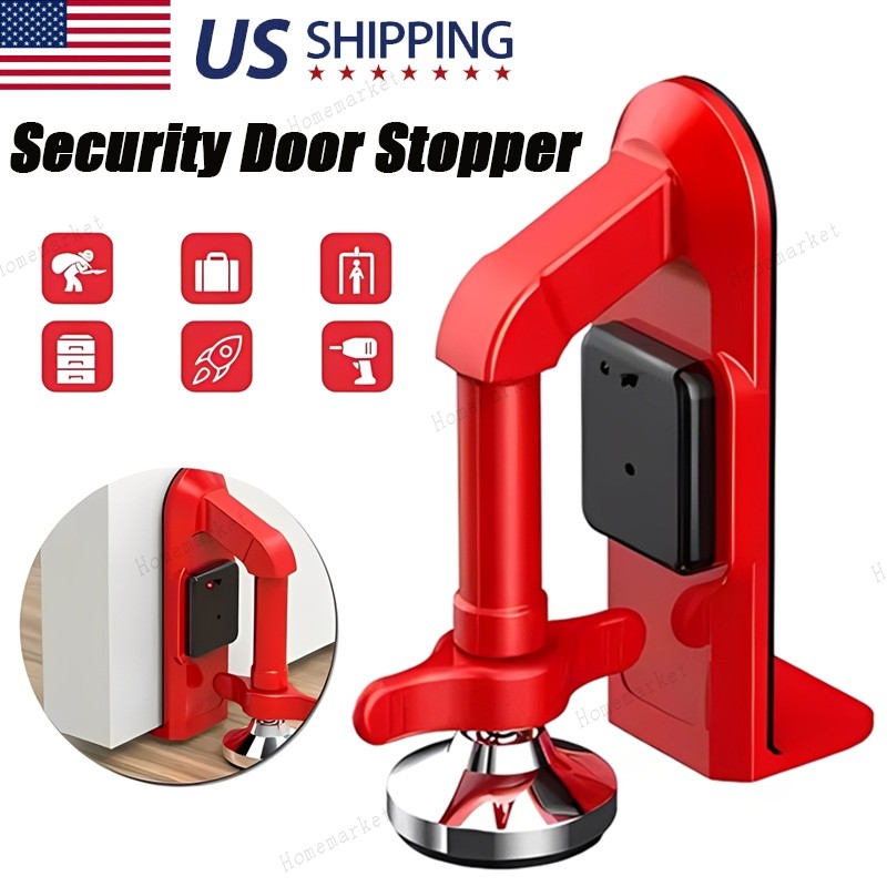 Portable Alarm Door Stopper-80dB Anti-Theft Security Alarm Door Stoppers Red gallery
