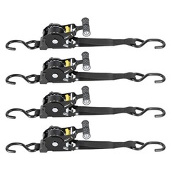 Retractable Ratchet Tie down Straps 4PK 1,500Lb Break Strength 500Lb Work Load