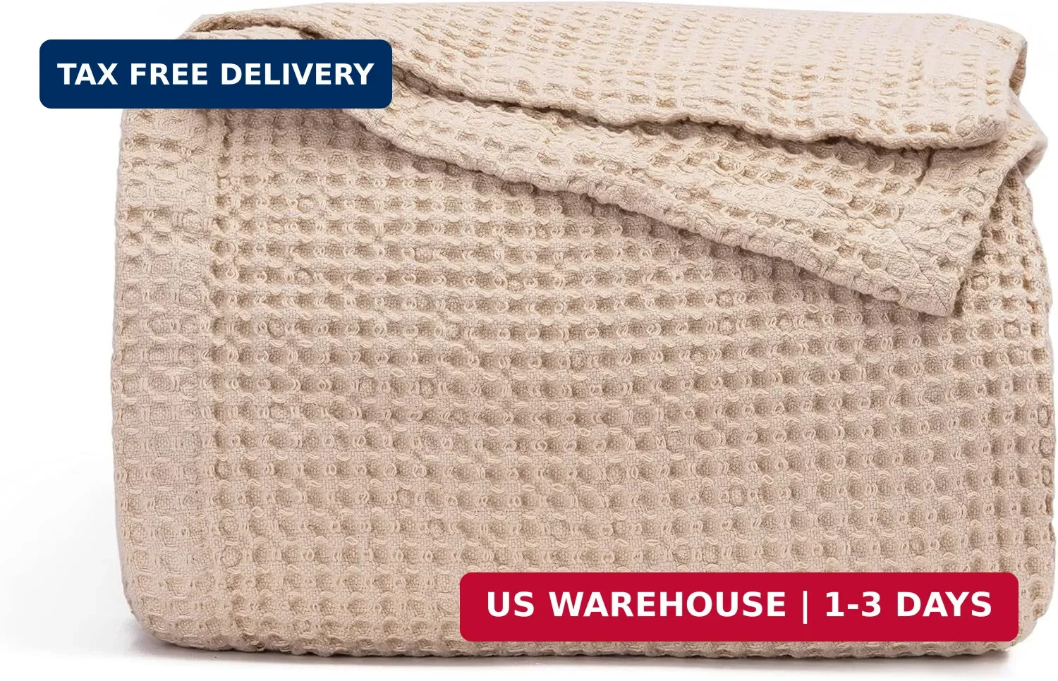 Organic Cotton Waffle Weave Blanket - Premium Quality Waffle Knit Bed Blanket - gallery