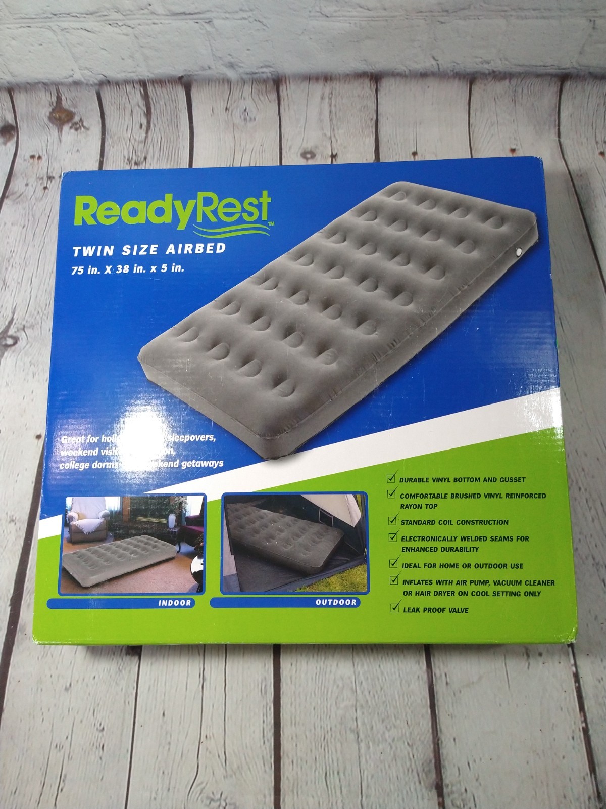 REST READY twin size airbed / NEW SEALED IN BOX - 75" x 38" x 5" gallery