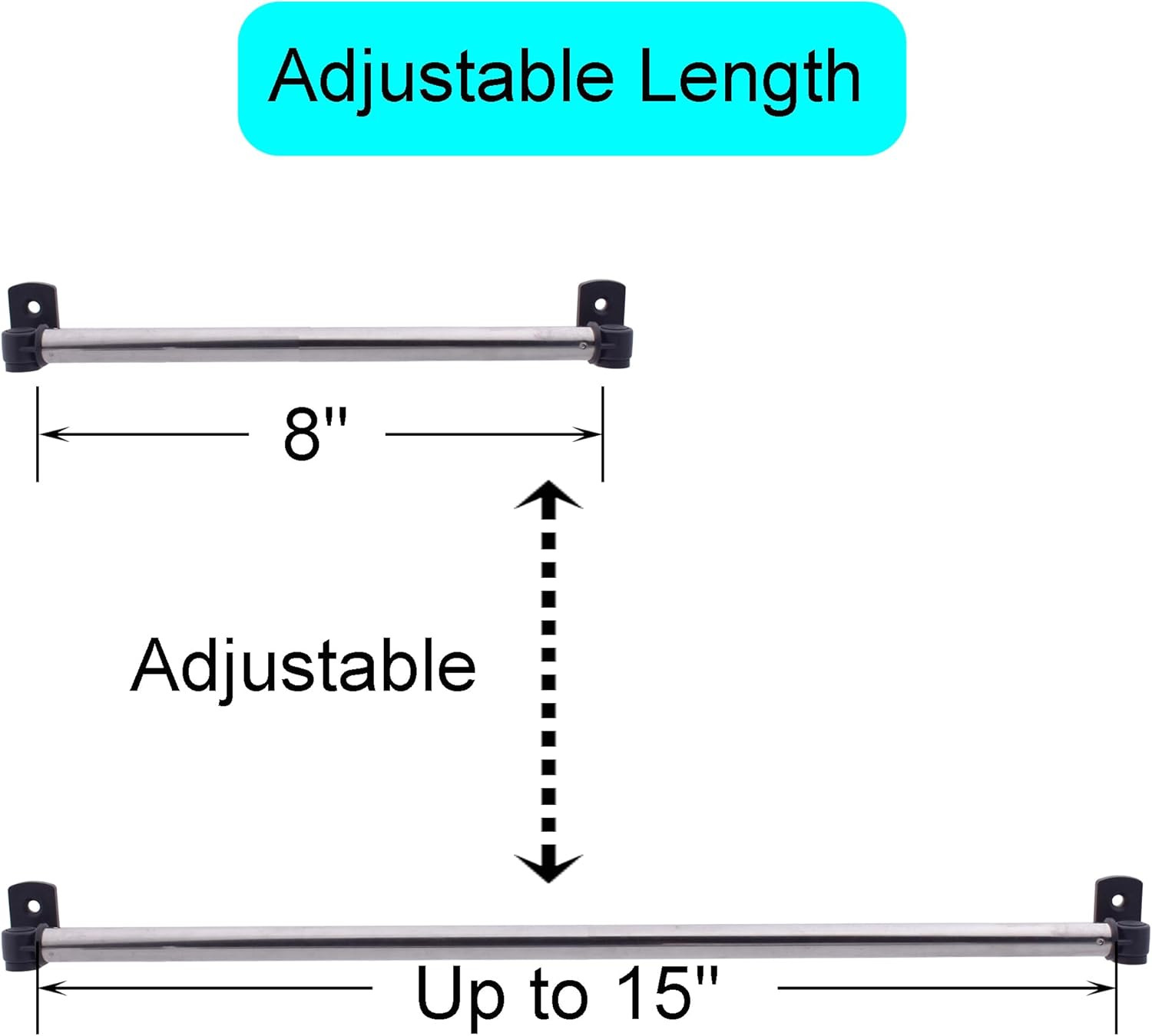 Type a 8" to 15" Swivel End Window Curtain Sash Rod for Top & Bottom Doors & Sid gallery