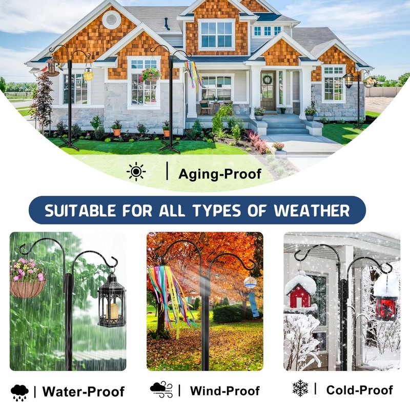 Bird Feeder Pole, 2 Pack 76 INCH Double Shepherds Hooks for Outdoor, Garden P... gallery