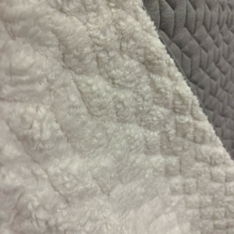 Queen Comforter, Reversible Plush Blanket w Diamond Stitching Design Gray, White gallery