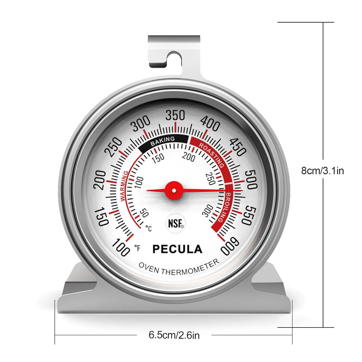 PECULA Stainless Steel Oven Thermometer Large Dial – Instant Read, 50-300°C / 10 gallery