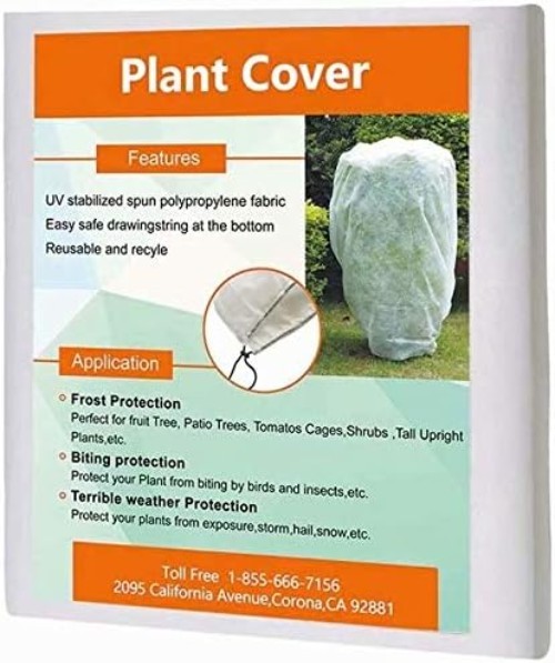 UV Stabilized Drawstring Plant Cover, 32'' x 32'' - Winter Protection Blanket gallery