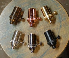 Solid Brass Light Socket 6 Finishes, Vintage Industrial Lamps Pendants 3way Knob