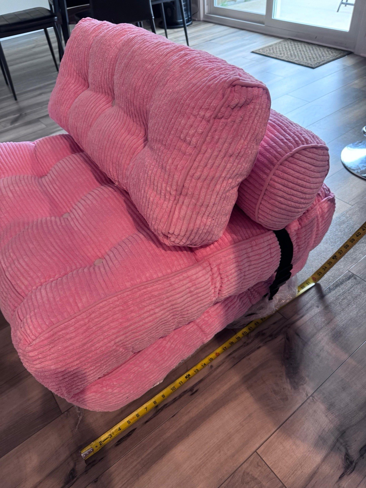 Pink Corduroy Convertible Sleeper Chair Sofa Lounger with Foam Fill gallery