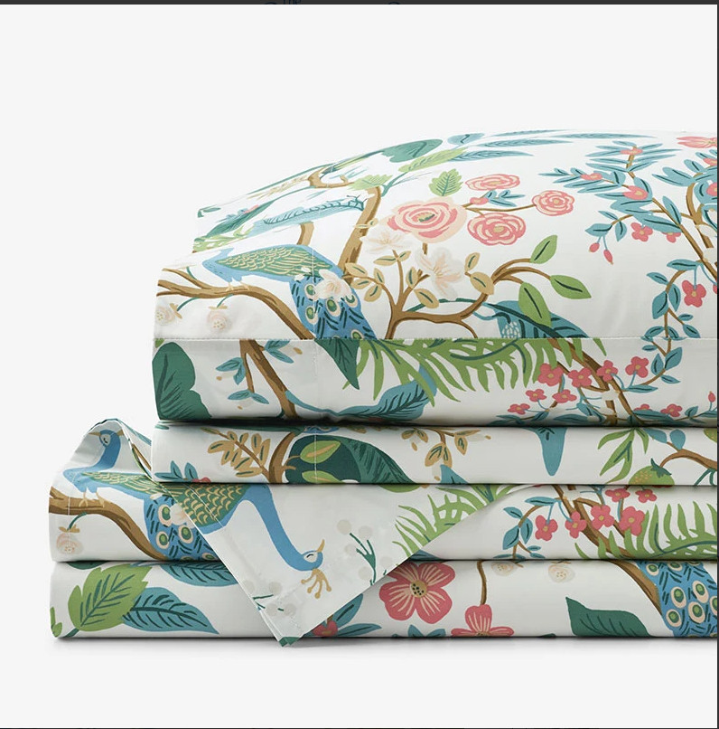 thecompanystore Peacock Classic Smooth Sateen Bed Sheet Set - Cream gallery