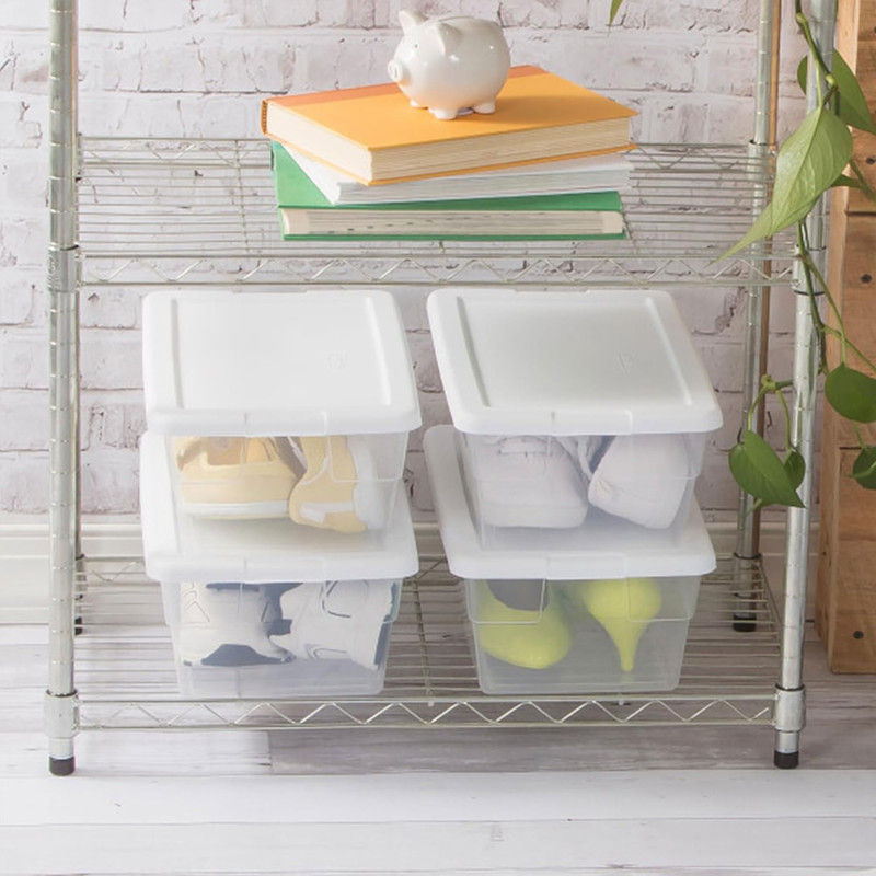 48-Pack Stackable Clear Storage Bins with Snap-On Lids for Home & Office gallery