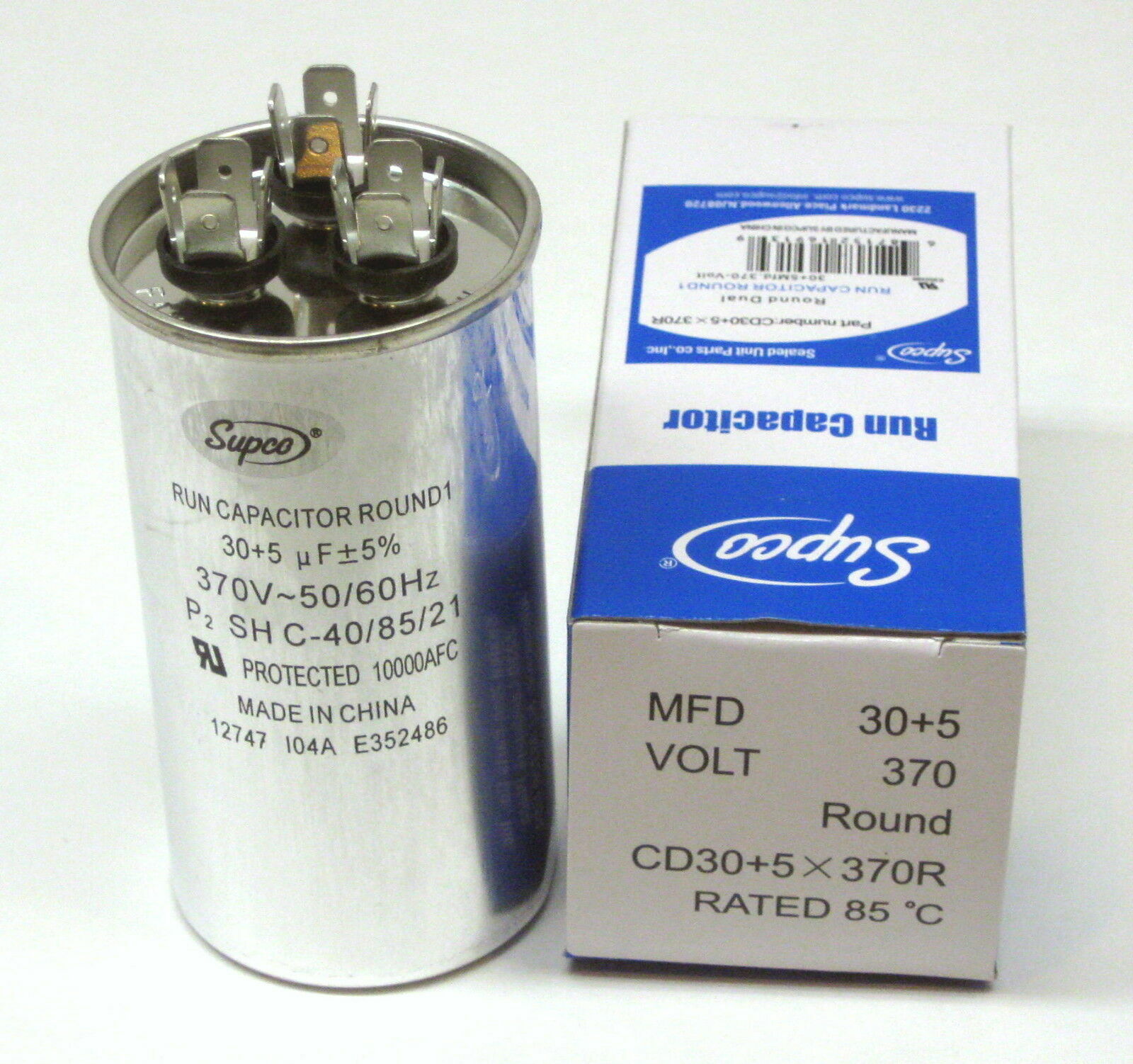 Air Conditioning HVAC Round Dual Motor Run Capacitor 30 + 5 MFD 370 Volt gallery