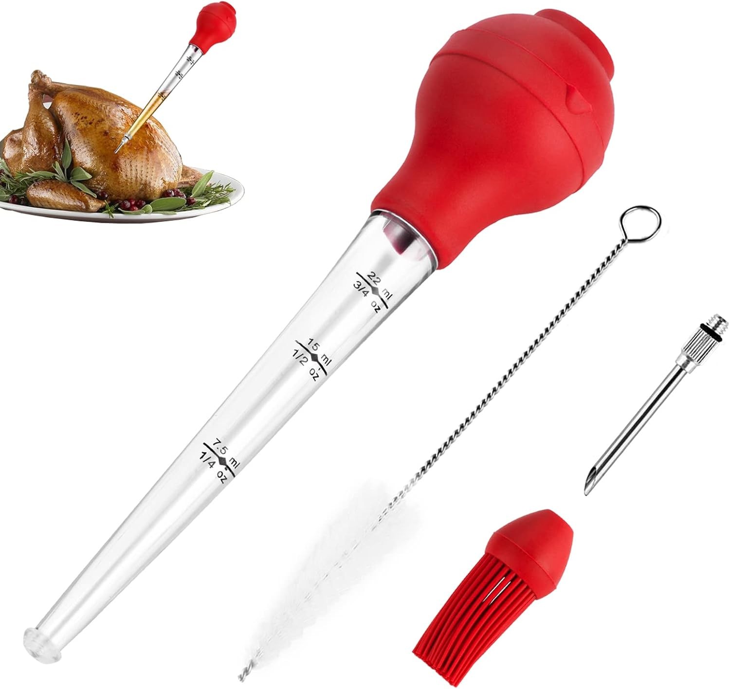 JY COOKMENT Turkey Baster with Barbecue Basting Brush, Baster Syringe for Home B gallery