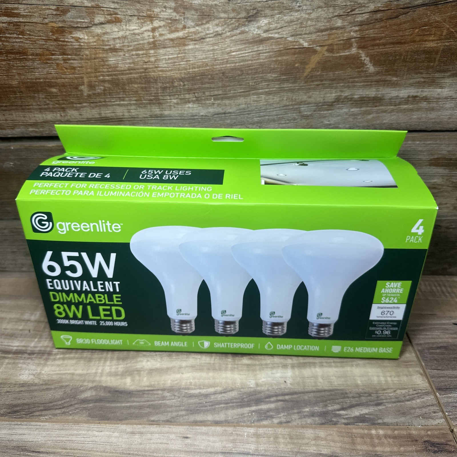 4 Pack Greenlite LED 8W = 65W BR30 Floodlight Light Bulbs gallery