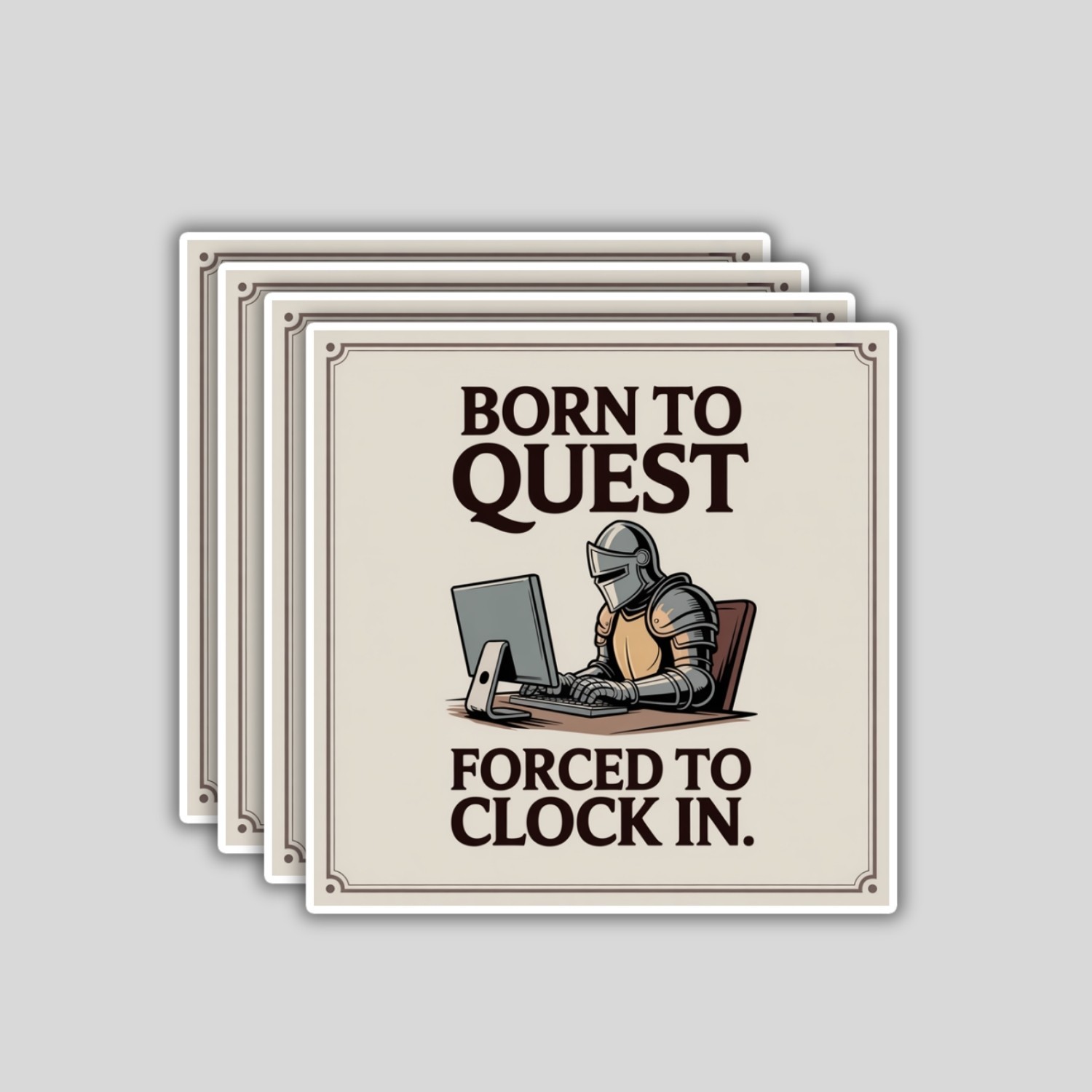 4PCS Born to Quest Forced to Clock In Sticker Set, Funny Work Gaming Vinyl Decal gallery