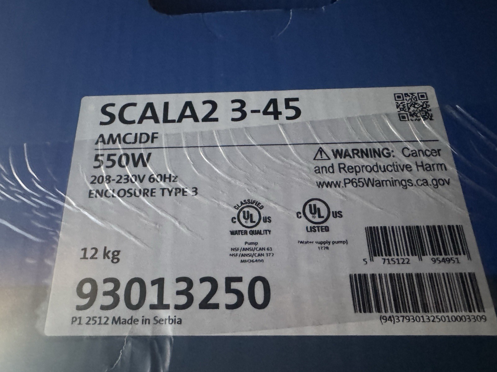 GRUNDFOS SCALA2 3-45 AMCJDF SMART COMPACT QUIET WATER BOOSTER PUMP 550w 208-230v gallery