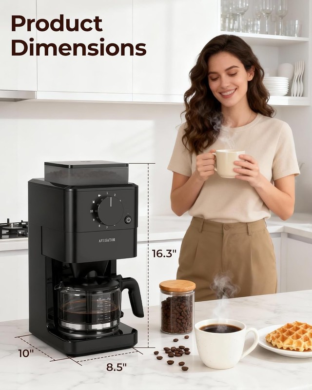10 Cup Coffee Maker W/ Grinder Built In Burr Grind Brew Auto Black gallery
