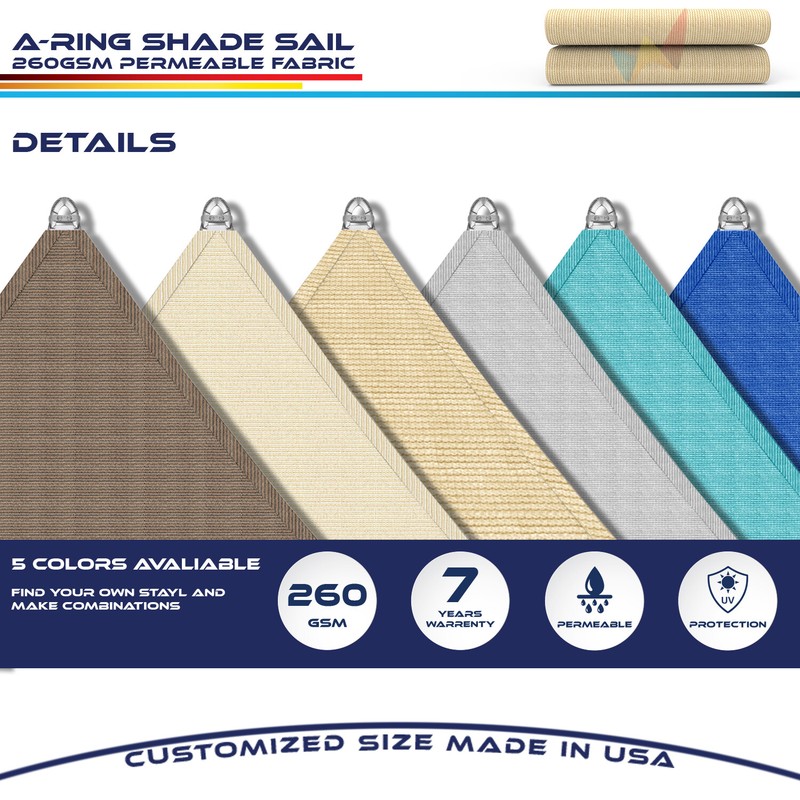 25/26/27ft Sand Equilateral Triangle Outdoor Steel Cable Sun Shade Sail 260GSM gallery