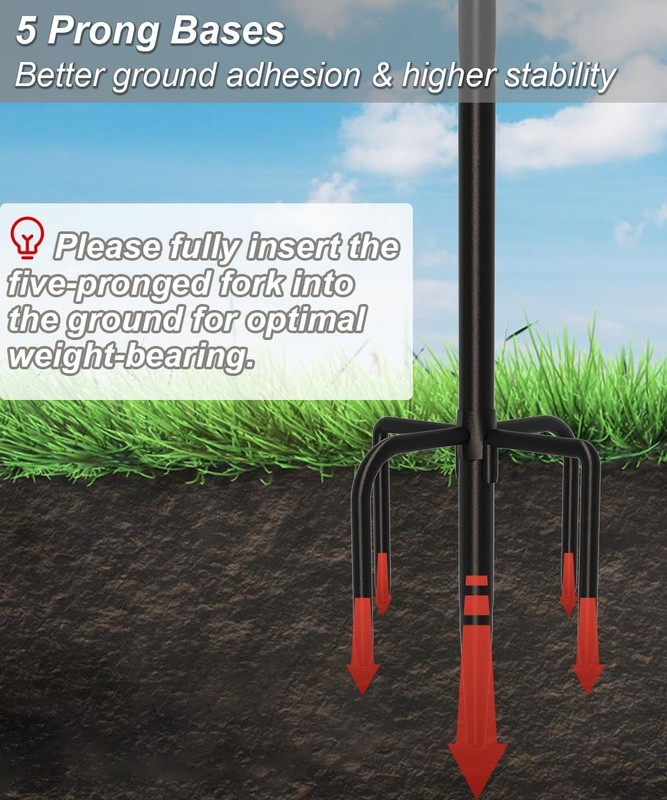 Outdoor Double Shepherds Hook with 5 Prong Base, 76 Inch Adjustable Heavy Dut... gallery