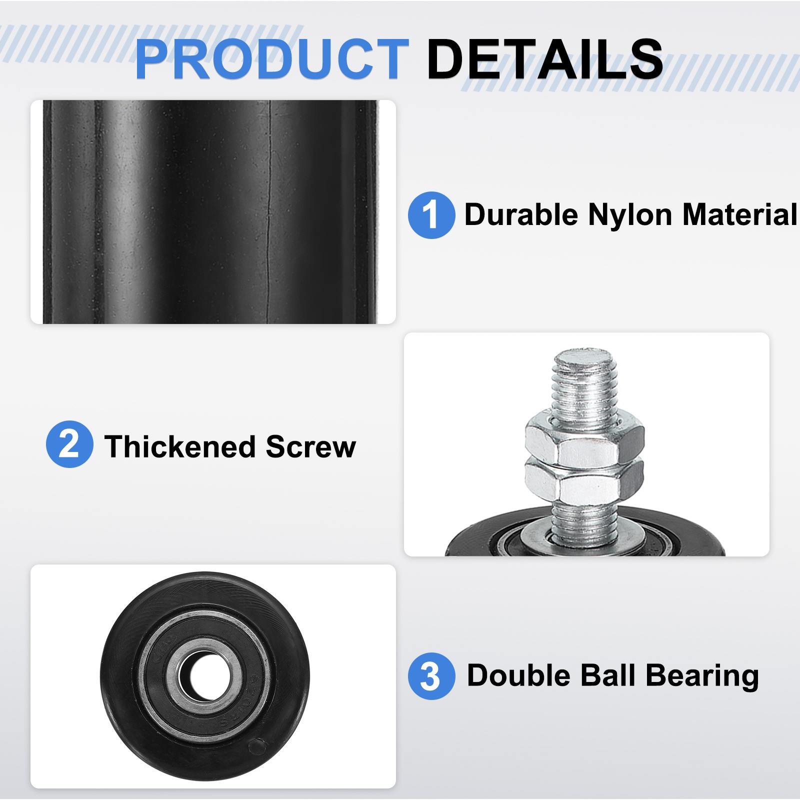 4Pcs Slide Gate Guide Roller 4" Nylon Sliding Gate Support Assembly Black gallery