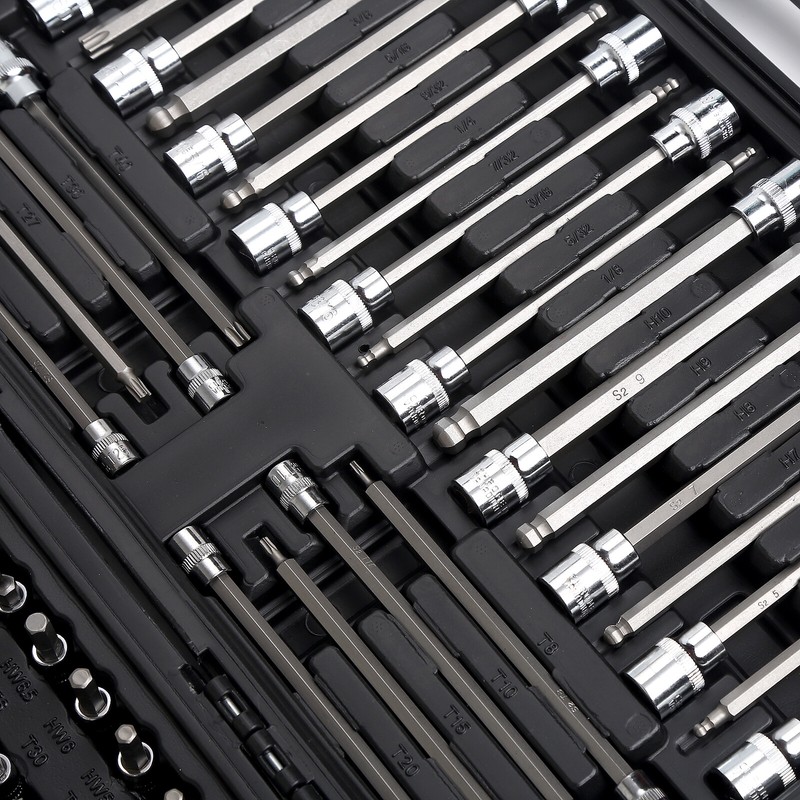 107pcs 1/4" 3/8" 1/2" Drive Bit Socket Set, SAE & Metric Torx Hex Bit Tools Set gallery