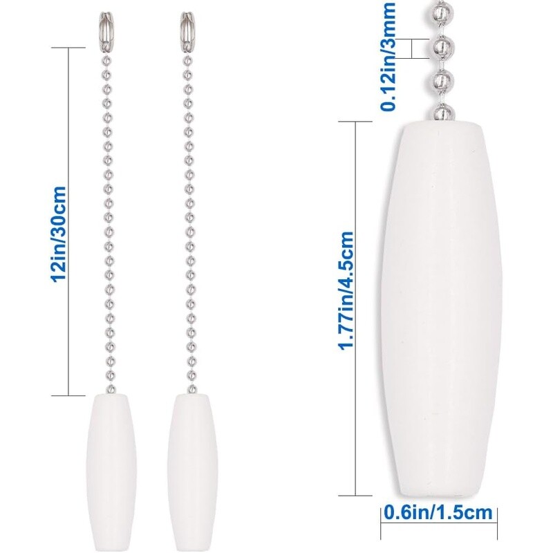 Ceiling Fan Pull Chain 2 Pack Stainless Steel Wooden Pendant Extension Decor New gallery