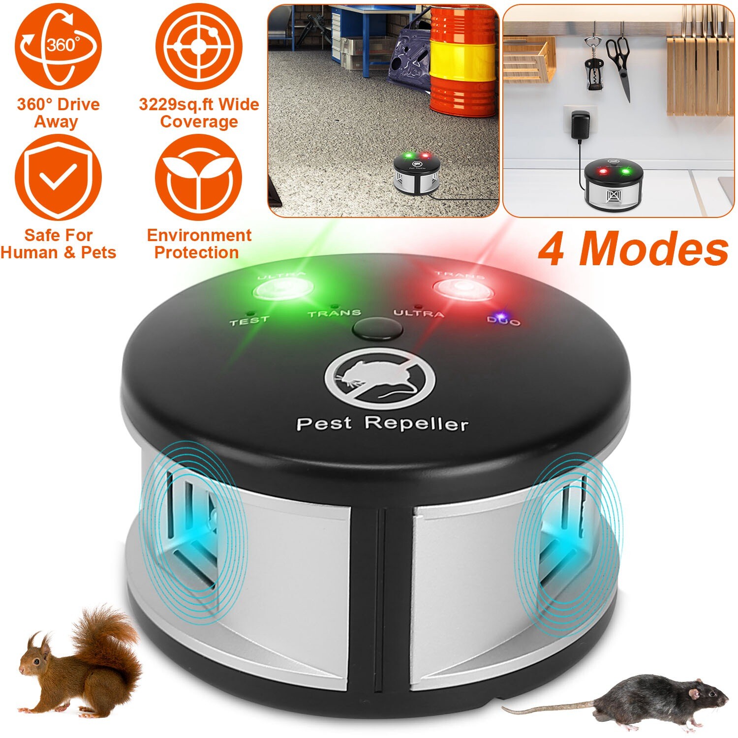 Ultrasonic Repellent 360° Electronic Control Pest Rat Cat Mice Rodent Repeller gallery