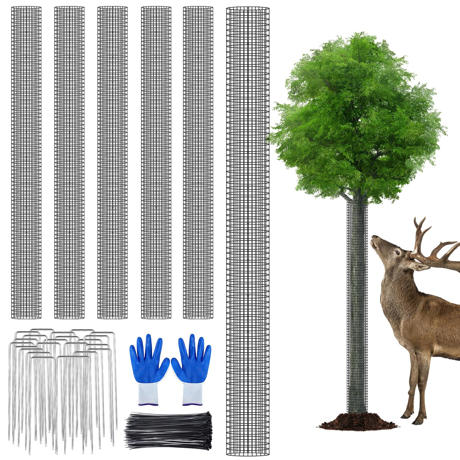 UJG 6PCS 48'' Metal Tree Protectors from Deer, Mesh Bark 48INCHES gallery
