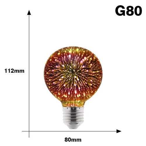 3D Decoration LED Edison Light Bulb E27 6W 110V 220V Vintage Star Fireworks Lamp