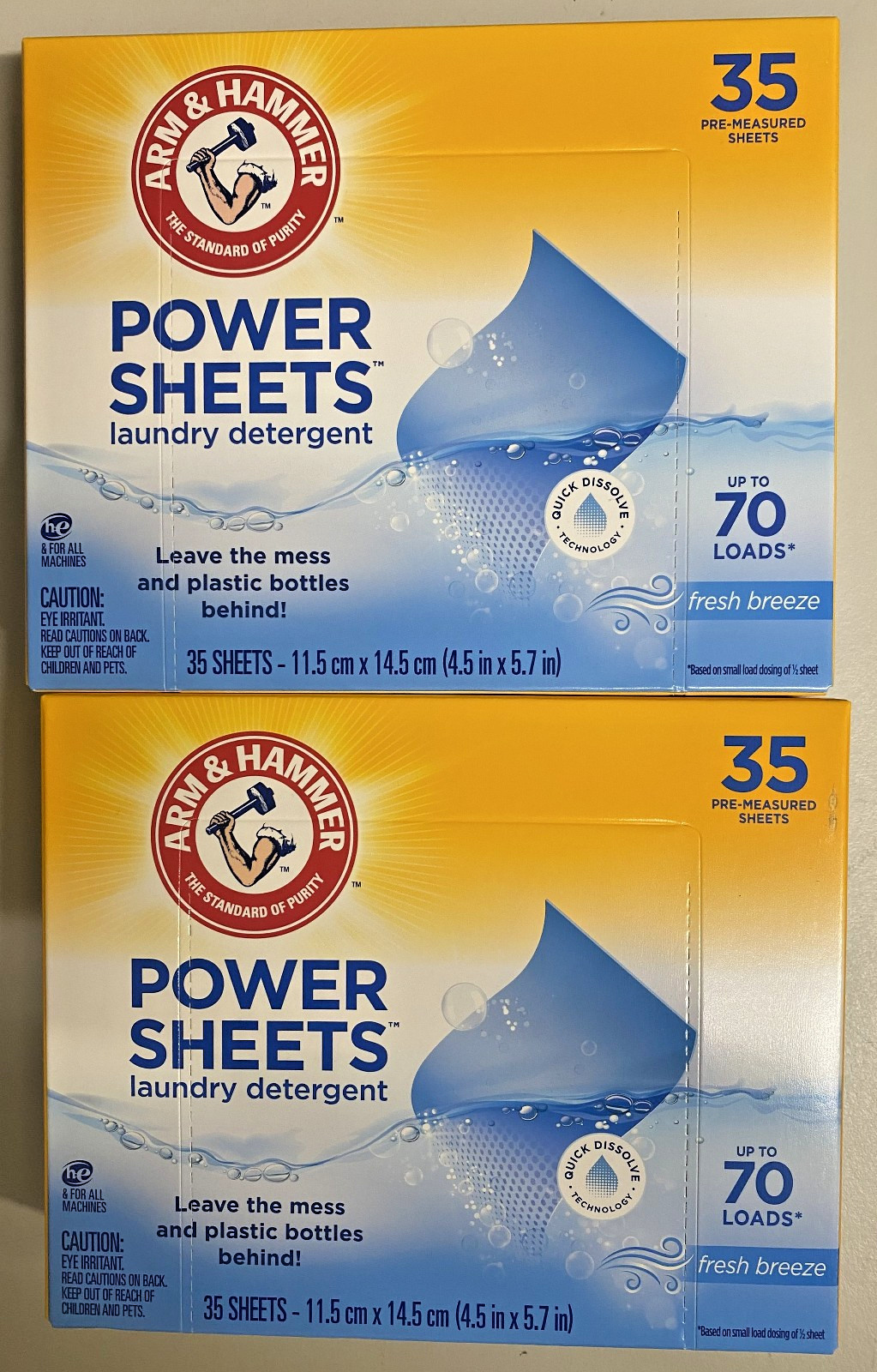 2 PACK!!! Arm & Hammer Laundry Detergent Power Sheets, Fresh Breeze, 2 x 35 Ct gallery