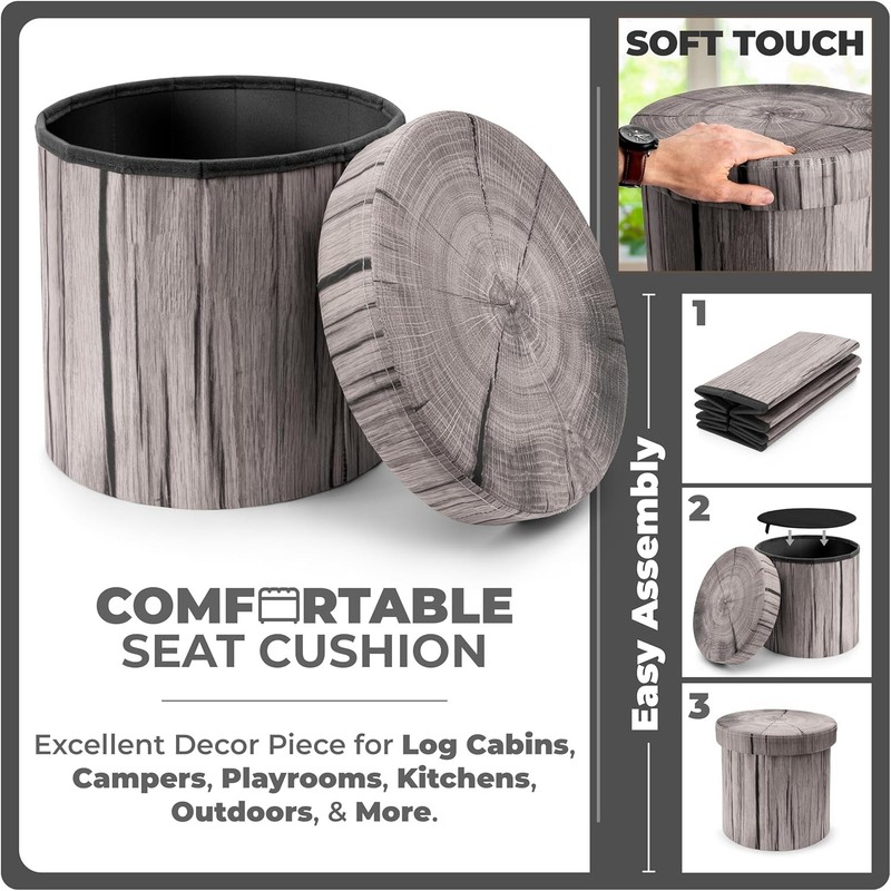 Tree Stump Stool, Storage Ottoman 15 Inch Fake Tree Stumps Log Stool Storage, gallery