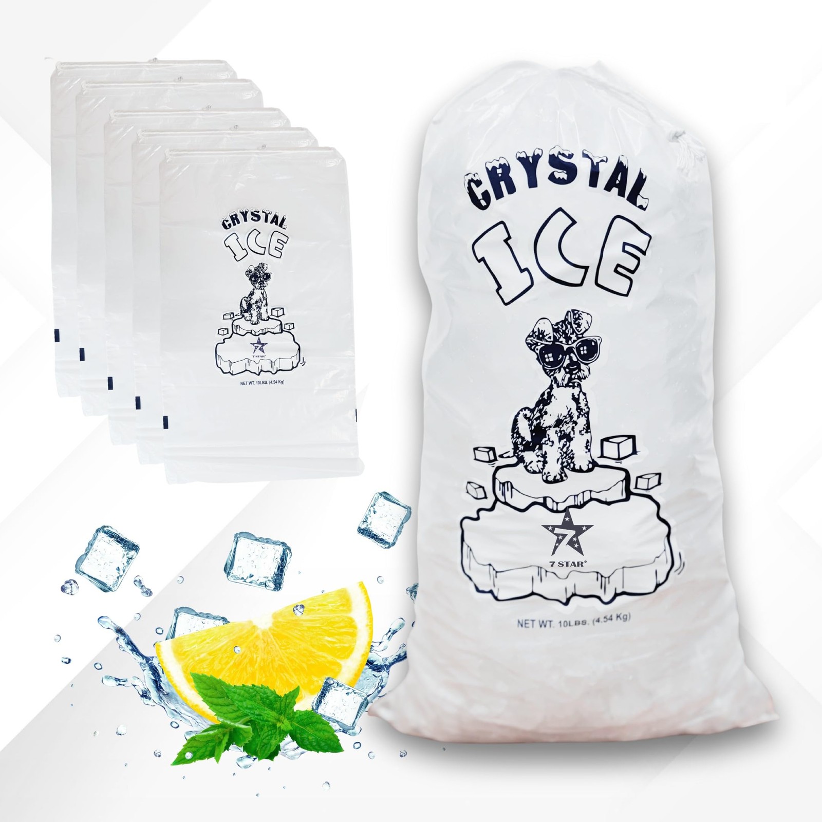 7STAR Crystal Ice Bag – 10 LB – 50 Count | Heavy-Duty Plastic 10 lbs, Clear gallery
