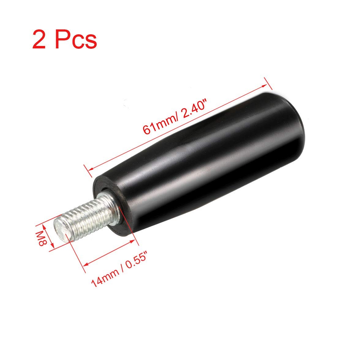 uxcell 2Pcs Revolving Handwheel Machine Handle M8 Male x 61mm, Black gallery